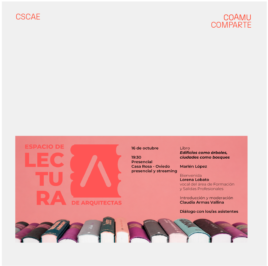 ESPACIO DE LECTURA A DE ARQUITECTAS - QUINTA SESI�N: EDIFICIOS COMO �RBOLES, CIUDADES COMO BOSQUES. REIMAGINANDO EL FUTURO HABITADO. 16/10/2026